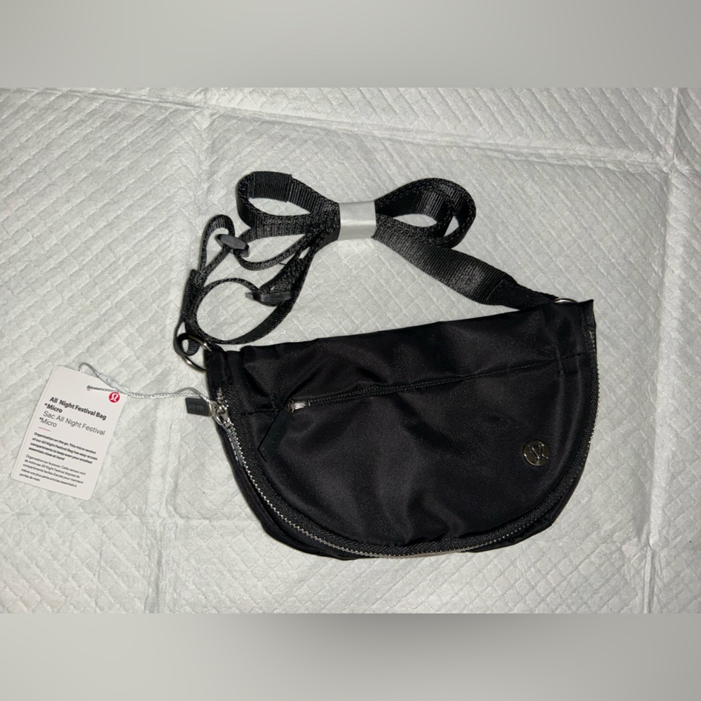 Lululemon Black Crossbody Bag - Unbranded Sleek Nylon Shoulder Bag